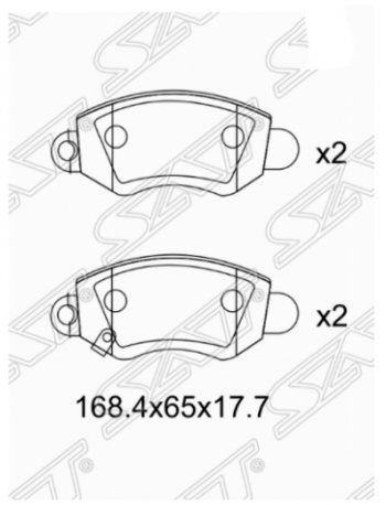 Комплект передних тормозных колодок SAT Ford (Форд) Transit (Транзит) (2000-2006) цельнометаллический фургон дорестайлинг