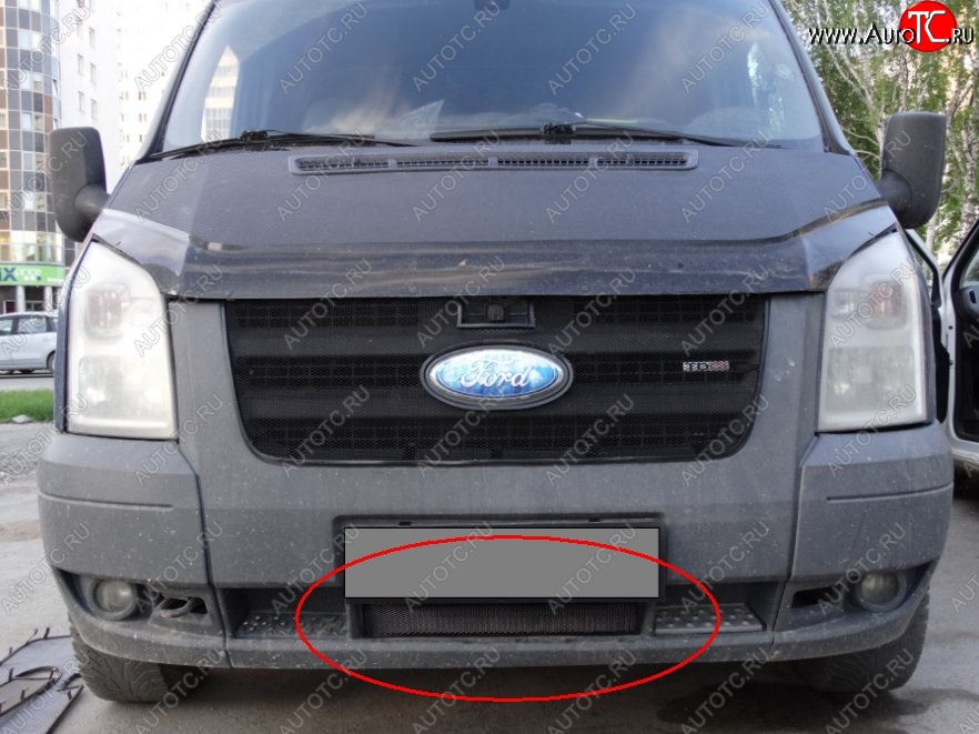 1 469 р. Нижняя защитная сетка на бампер (рестайлинг) Russtal (черная) Ford Transit цельнометаллический фургон (2006-2014)  с доставкой в г. Набережные‑Челны