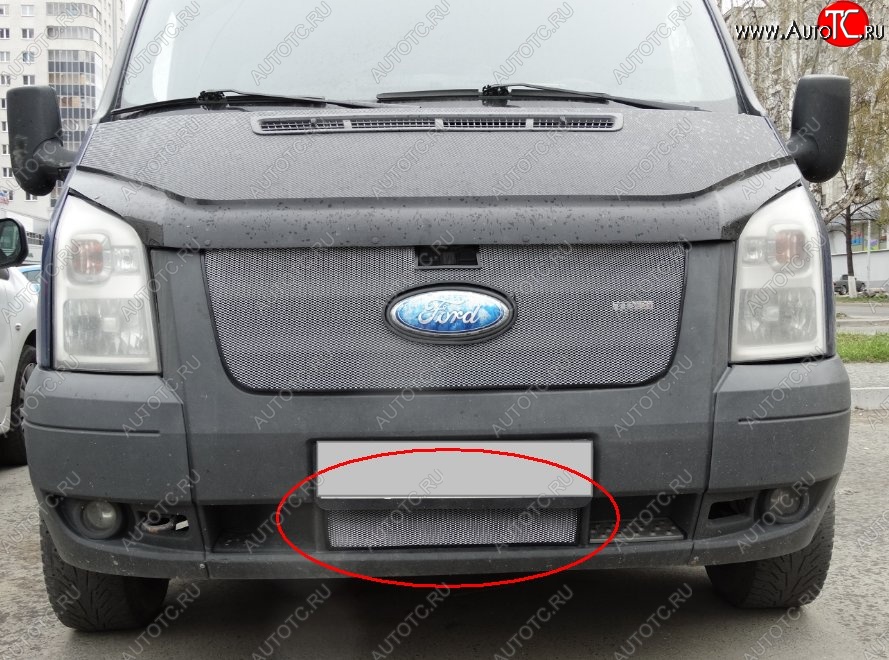 1 539 р. Нижняя защитная сетка на бампер (рестайлинг) Russtal (хром)  Ford Transit (2006-2014) цельнометаллический фургон  с доставкой в г. Набережные‑Челны