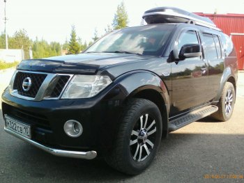 14 999 р. Защита переднего бампера Slitkoff (Ø76)  Nissan Pathfinder  R51 (2009-2014) рестайлинг (Нержавейка, Полированная)  с доставкой в г. Набережные‑Челны. Увеличить фотографию 4