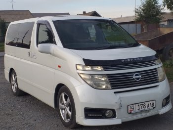 1 969 р. Дефлектор капота CA-Plastic Nissan Elgrand 2 рестайлинг (2004-2010) (серия Classic черный, Без надписи)  с доставкой в г. Набережные‑Челны. Увеличить фотографию 2