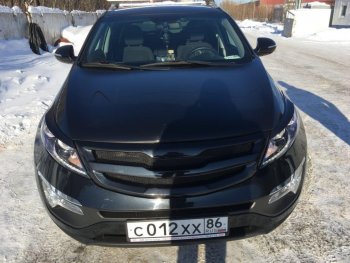 5 249 р. Решётка радиатора RA V2  KIA Sportage  3 SL (2010-2016) дорестайлинг, рестайлинг (С сеткой металлик, Неокрашенная)  с доставкой в г. Набережные‑Челны. Увеличить фотографию 7