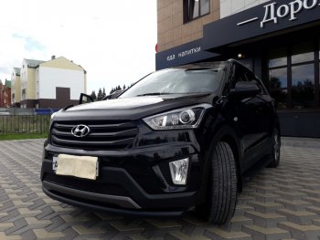 8 999 р. Защита переднего бампера Slitkoff (d57, черная) Hyundai Creta GS дорестайлинг (2015-2019) (Цвет: серебристый)  с доставкой в г. Набережные‑Челны. Увеличить фотографию 5