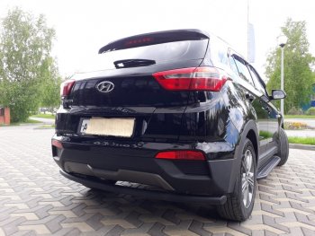 7 199 р. Защита заднего бампера из трубы d57 Slitkoff (радиусная) Hyundai Creta GS дорестайлинг (2015-2019) (Цвет: серебристый)  с доставкой в г. Набережные‑Челны. Увеличить фотографию 2