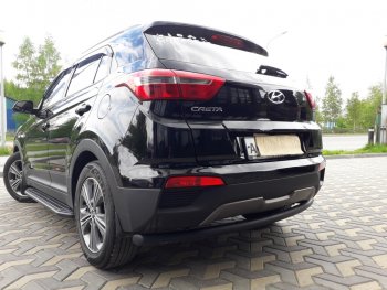 7 199 р. Защита заднего бампера из трубы d57 Slitkoff (радиусная) Hyundai Creta GS дорестайлинг (2015-2019) (Цвет: серебристый)  с доставкой в г. Набережные‑Челны. Увеличить фотографию 3