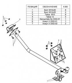 3 499 р. Фаркоп Лидер Плюс ГАЗ ГАЗель 3302 дорестайлинг шасси (1994-2002) (Без электропакета)  с доставкой в г. Набережные‑Челны. Увеличить фотографию 2