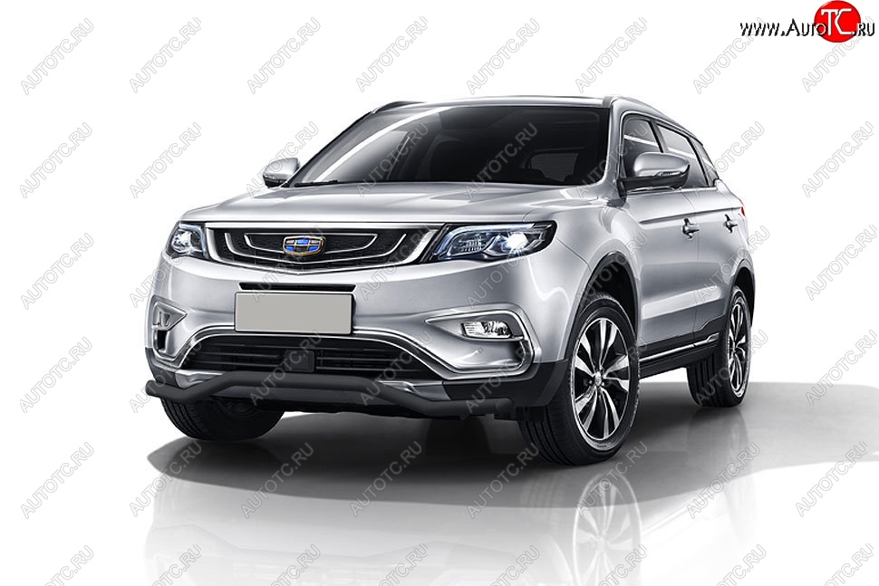 10 749 р. Защита переднего бампера Slitkoff (волна, d57 мм)  Geely Atlas  NL3 (2016-2022) (Сталь с полимерным покрытием. Цвет: чёрный)  с доставкой в г. Набережные‑Челны