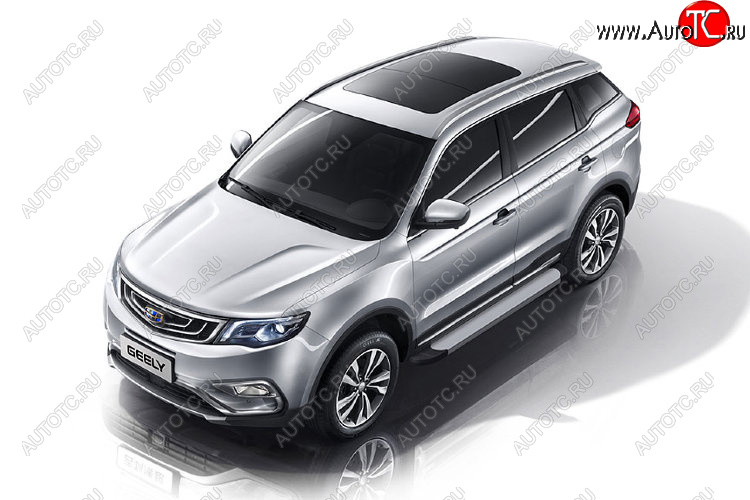 13 349 р. Пороги алюминиевые Slitkoff  Geely Atlas  NL3 - Atlas Pro  NL3 (Optima Silver)  с доставкой в г. Набережные‑Челны