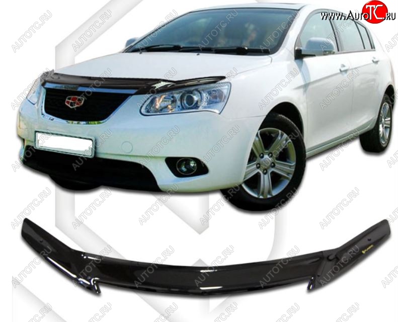 2 079 р. Дефлектор капота CA-Plastic  Geely Emgrand EC7 (2009-2016) хэтчбек (Classic черный, Без надписи)  с доставкой в г. Набережные‑Челны