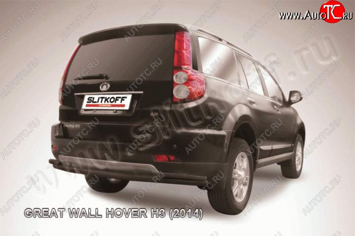 9 999 р. Защита заднего бампера Slitkoff (труба d57/d42) Great Wall Hover H3  рестайлинг (2014-2016) (Цвет: серебристый)  с доставкой в г. Набережные‑Челны