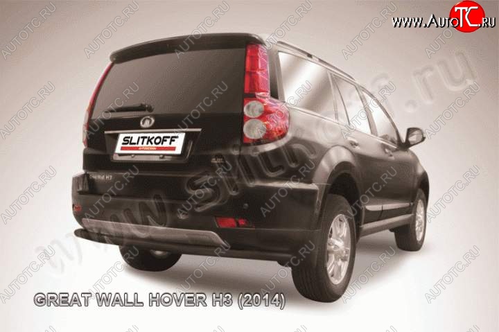 8 999 р. Защита заднего бампера Slitkoff (труба d57, длинная) Great Wall Hover H3  рестайлинг (2014-2016) (Цвет: серебристый)  с доставкой в г. Набережные‑Челны