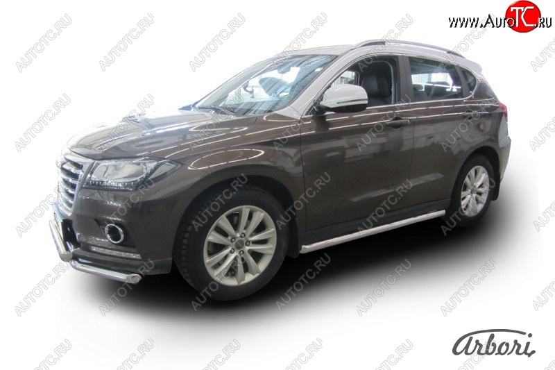 12 869 р. Защита штатных порогов Arbori (нержавейка, d57 mm). Haval H2 (2014-2021)  с доставкой в г. Набережные‑Челны