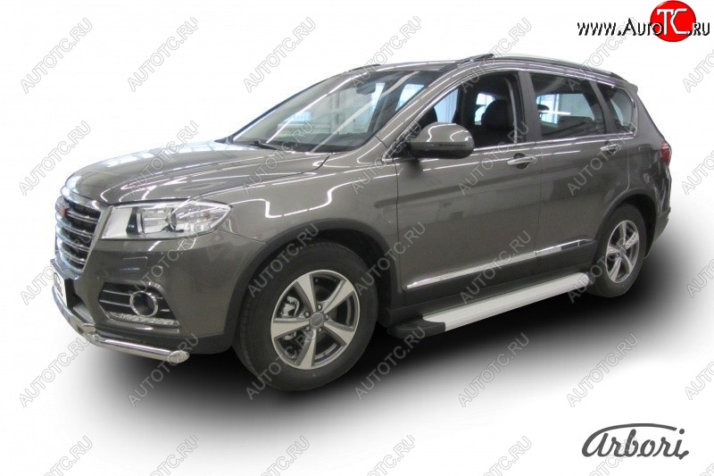 10 979 р. Порожки для ног Arbori Optima Silver Haval H6 (2013-2020)  с доставкой в г. Набережные‑Челны