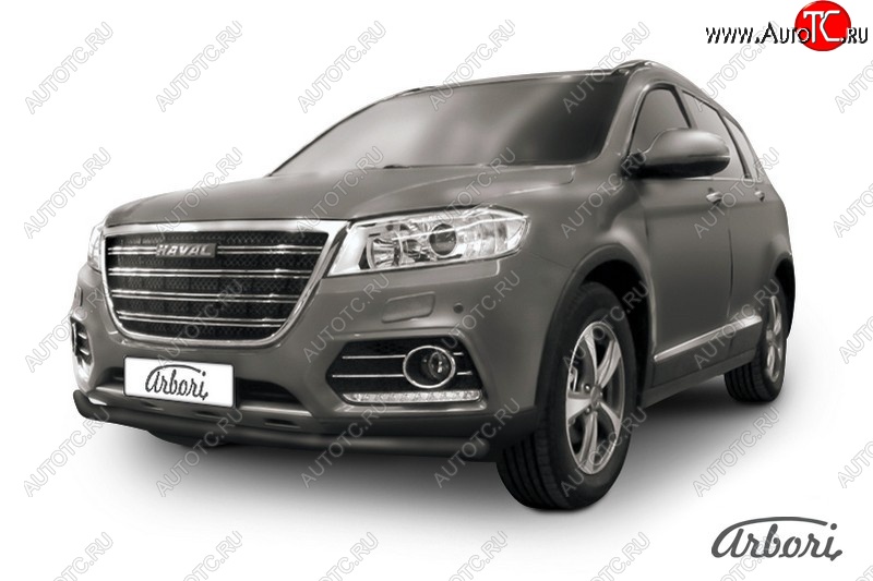 6 029 р. Защита переднего бампера Arbori (черная, 1 труба d57 mm). Haval H6 (2013-2020)  с доставкой в г. Набережные‑Челны