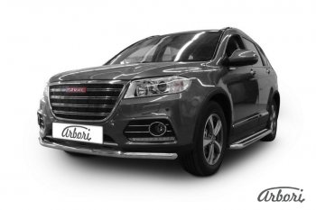 20 499 р. Защита переднего бампера Arbori (нержавейка, 1 труба d57 mm) Haval H6 дорестайлинг (2016-2019)  с доставкой в г. Набережные‑Челны. Увеличить фотографию 1