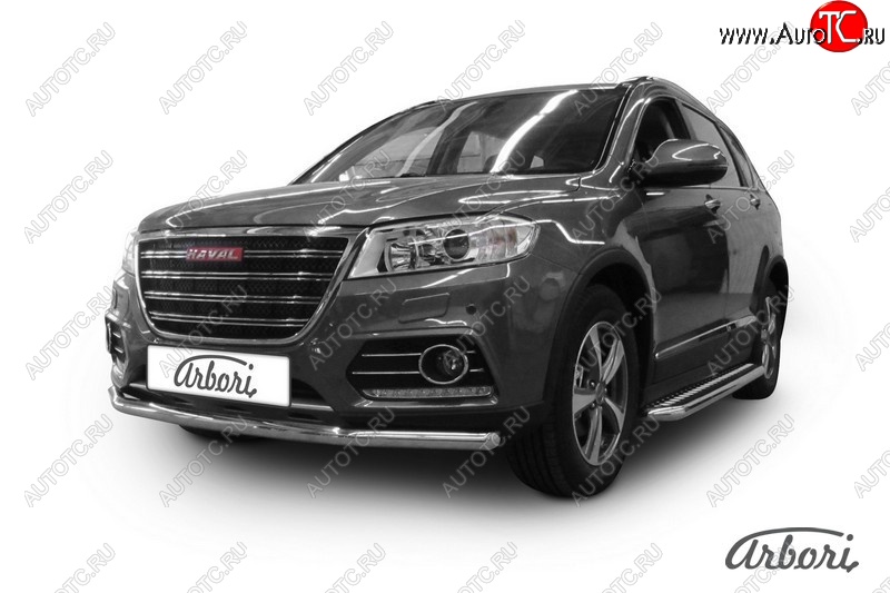 16 749 р. Защита переднего бампера Arbori (нержавейка, 1 труба d57 mm) Haval H6 (2013-2020)  с доставкой в г. Набережные‑Челны