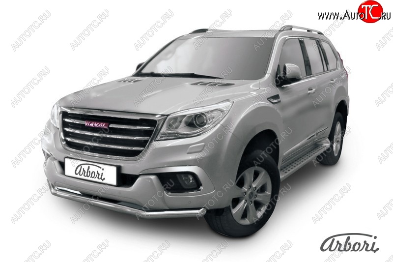 17 399 р. Защита переднего бампера Arbori (нержавейка, 1 труба d57 mm) Haval H9 дорестайлинг (2015-2017)  с доставкой в г. Набережные‑Челны