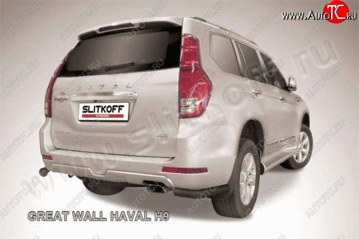 5 999 р. Защита заднего бампера из уголков d76 Slitkoff  Haval H9 (2015-2017) дорестайлинг (Цвет: серебристый)  с доставкой в г. Набережные‑Челны