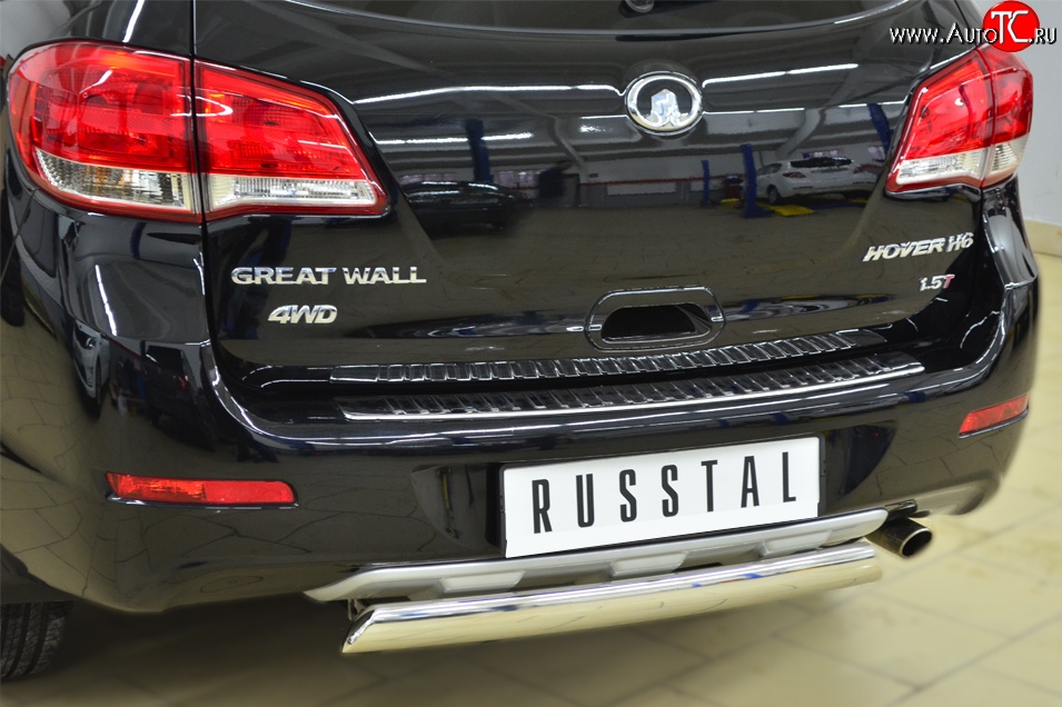 9 999 р. Защита заднего бампера (Ø75x42 мм, нержавейка) Russtal  Great Wall Hover H6 (2012-2016)  с доставкой в г. Набережные‑Челны