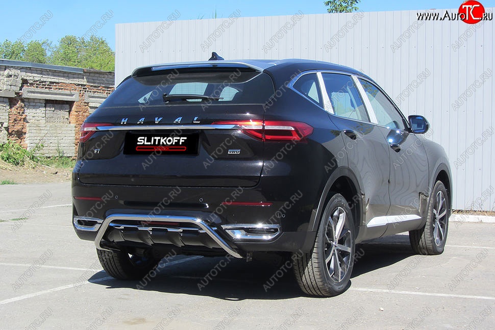 16 999 р. Защита заднего бампера (Ø42 мм, нержавейка) Slitkoff Haval F7x  дорестайлинг (2019-2022)  с доставкой в г. Набережные‑Челны