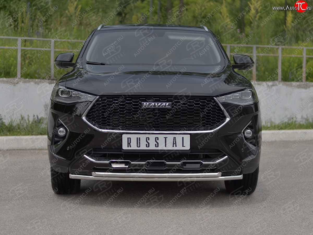 15 499 р. Защита переднего бампера (Ø42 мм, нержавейка, 4WD) SLITKOFF  Haval F7x (2019-2022)  дорестайлинг (полированная нержавейка)  с доставкой в г. Набережные‑Челны