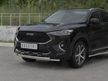 15 499 р. Защита переднего бампера (Ø42 мм, нержавейка, 4WD) SLITKOFF  Haval F7x (2019-2022)  дорестайлинг (полированная нержавейка)  с доставкой в г. Набережные‑Челны. Увеличить фотографию 2