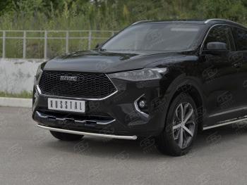 12 399 р. Защита переднего бампера (Ø42 мм, нержавейка, 4WD) SLITKOFF  Haval F7x (2019-2022)  дорестайлинг  с доставкой в г. Набережные‑Челны. Увеличить фотографию 2