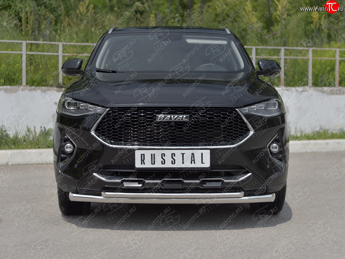 16 749 р. Защита переднего бампера (Ø63 мм секции, нержавейка, 1.5 4WD) SLITKOFF Haval F7x  дорестайлинг (2019-2022)  с доставкой в г. Набережные‑Челны