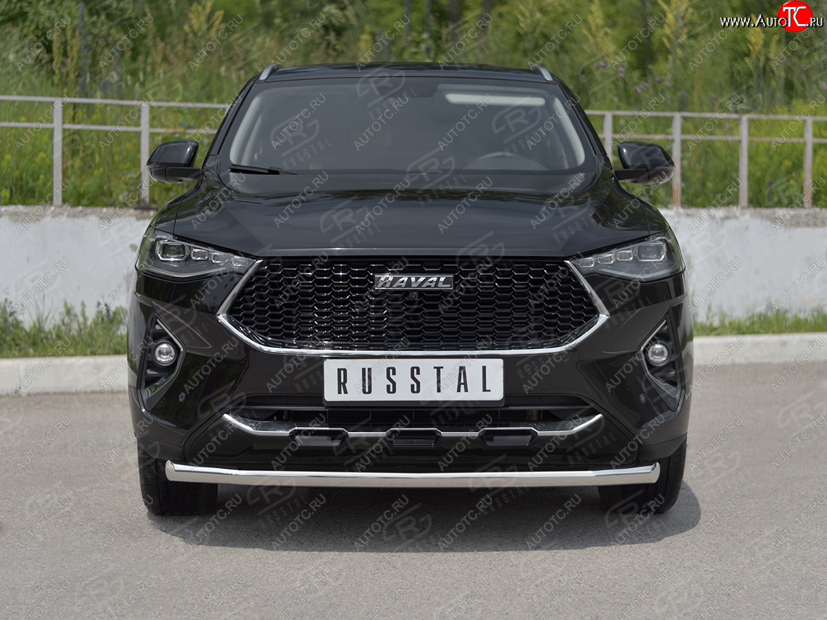 13 399 р. Защита переднего бампера (Ø63 мм секции, нержавейка, 1,5 4WD) SLITKOFF Haval F7x дорестайлинг (2019-2022)  с доставкой в г. Набережные‑Челны