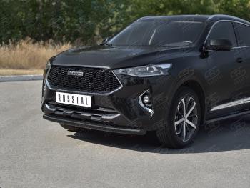 10 999 р. Защита переднего бампера (Ø63 мм, окрашенная) SLITKOFF  Haval F7x (2019-2022)  дорестайлинг (в цвет черный муар)  с доставкой в г. Набережные‑Челны. Увеличить фотографию 3