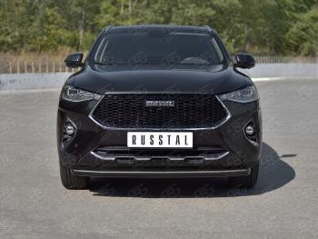 10 999 р. Защита переднего бампера (Ø63 мм, окрашенная) SLITKOFF  Haval F7x (2019-2022)  дорестайлинг (в цвет черный муар)  с доставкой в г. Набережные‑Челны. Увеличить фотографию 4