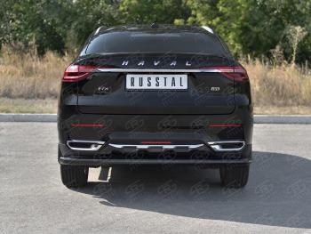 9 399 р. Защита заднего бампера (1.5 4WD Ø57 мм) SLITKOFF  Haval F7x (2019-2022) дорестайлинг (нержавейка с полимерным покрытием, черный)  с доставкой в г. Набережные‑Челны. Увеличить фотографию 2