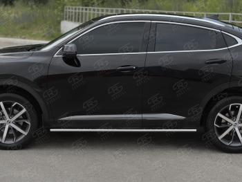 23 749 р. Защита порогов (Ø75x42 мм, с проступью) Russtal Haval F7x  дорестайлинг (2019-2022) (полированная нержавейка)  с доставкой в г. Набережные‑Челны. Увеличить фотографию 2