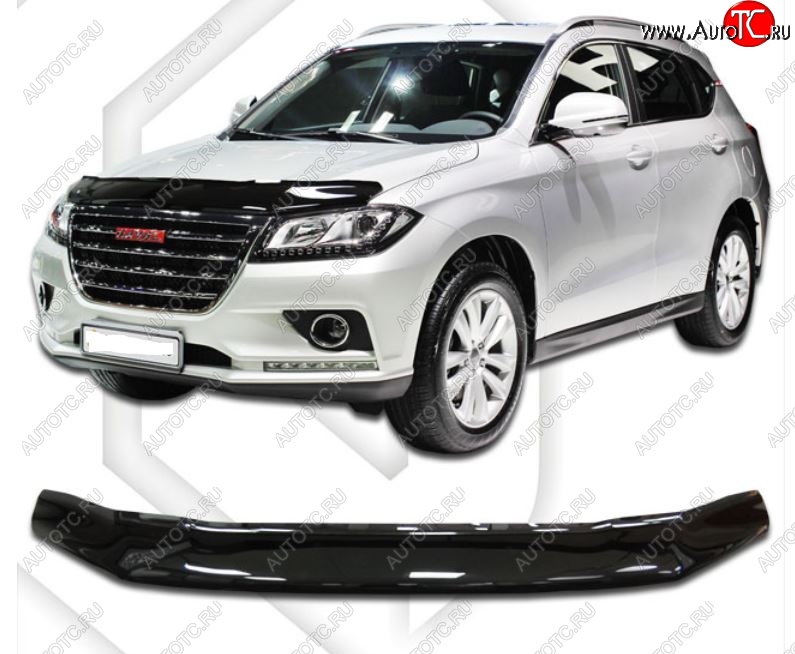 2 099 р. Дефлектор капота CA-Plastic  Haval H2 (2014-2021) (Classic черный, Без надписи)  с доставкой в г. Набережные‑Челны