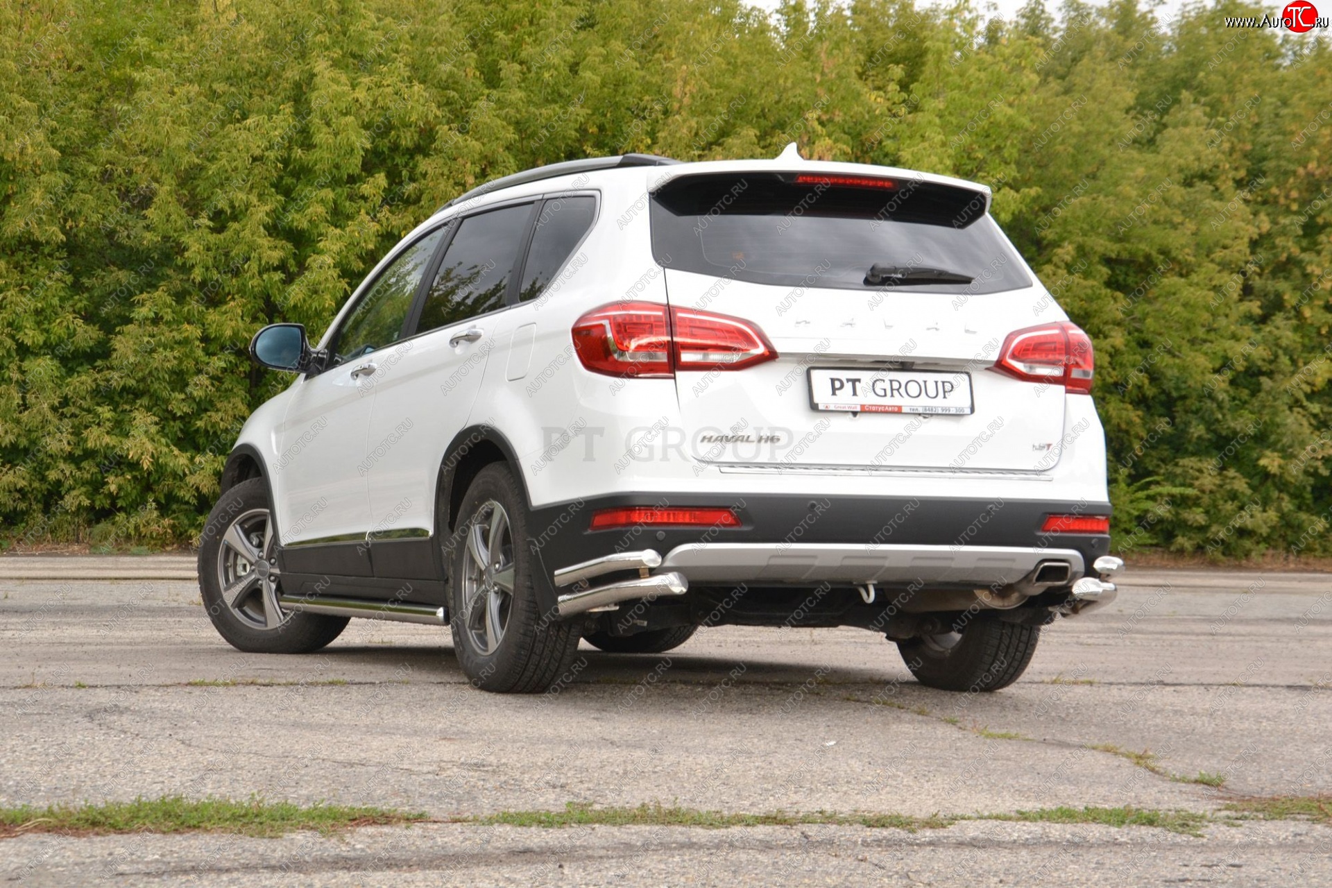 24 949 р. Защита заднего бампера Petroil Tuning (уголки двойные, d63/51) Haval H6 (2013-2020) (Нержавеющая полированная сталь)  с доставкой в г. Набережные‑Челны