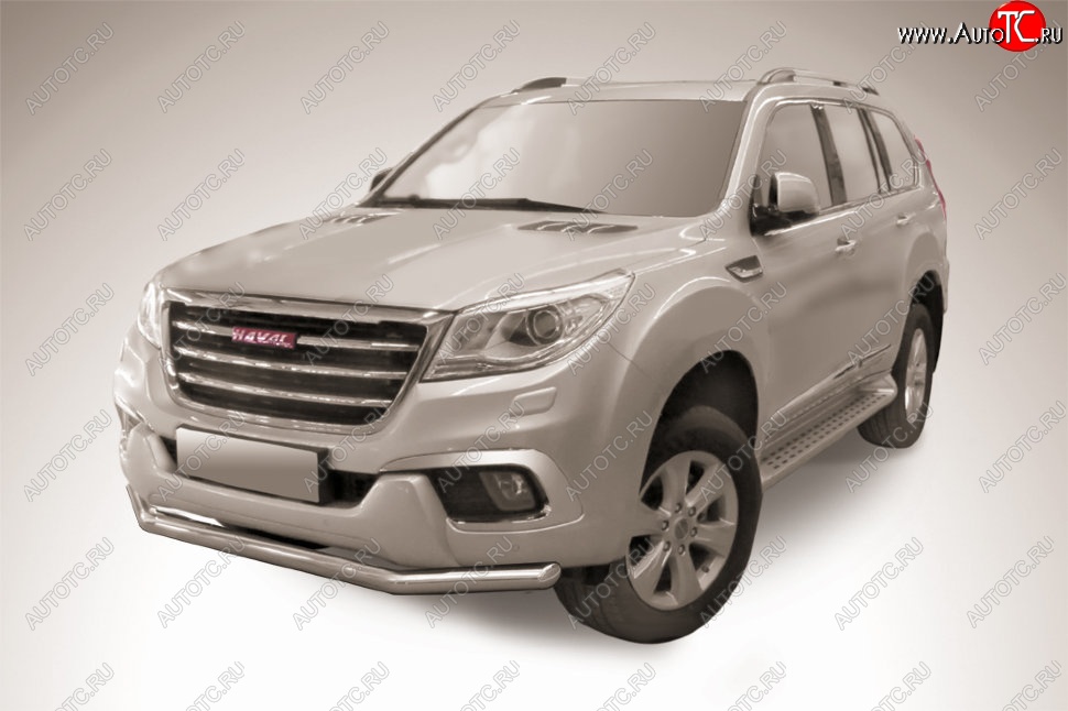 13 199 р. Защита переднего бампера Slitkoff (d57 мм)  Haval H9 (2017-2019) 1-ый рестайлинг (Нержавеющая сталь)  с доставкой в г. Набережные‑Челны