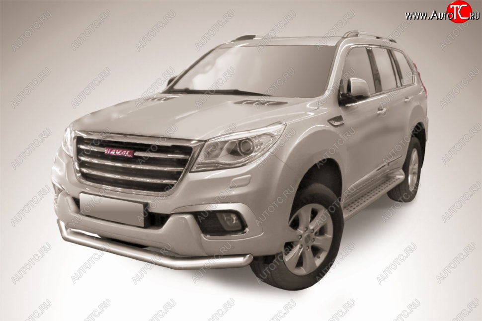 14 499 р. Защита переднего бампера Slitkoff (d76 мм)  Haval H9 (2017-2019) 1-ый рестайлинг (Нержавеющая сталь)  с доставкой в г. Набережные‑Челны