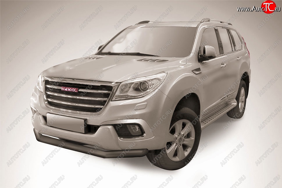 11 249 р. Защита переднего бампера Slitkoff (d76 мм)  Haval H9 (2017-2019) 1-ый рестайлинг (Сталь с полимерным покрытием. Цвет: чёрный)  с доставкой в г. Набережные‑Челны