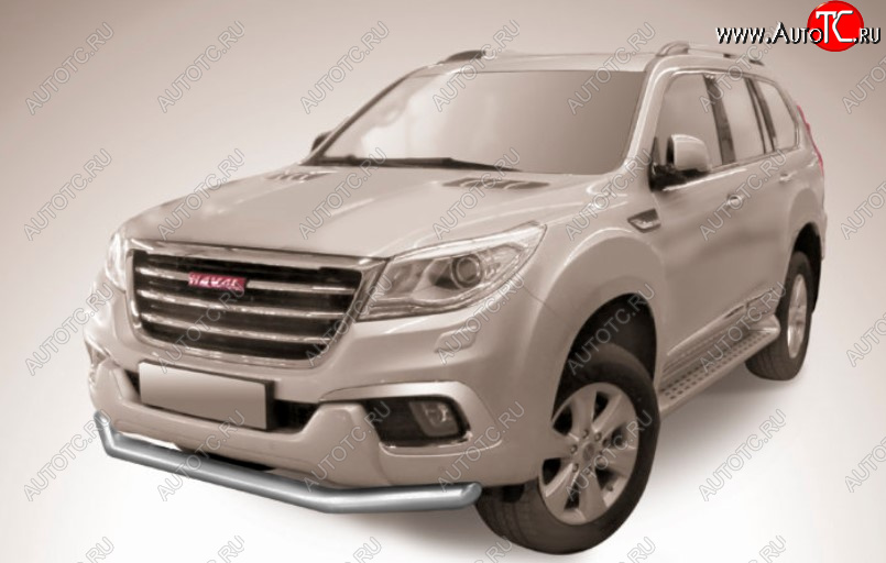 11 249 р. Защита переднего бампера Slitkoff (Ø 76 мм).  Haval H9 (2017-2019) 1-ый рестайлинг (Сталь с полимерным покрытием. Цвет: серебристый)  с доставкой в г. Набережные‑Челны