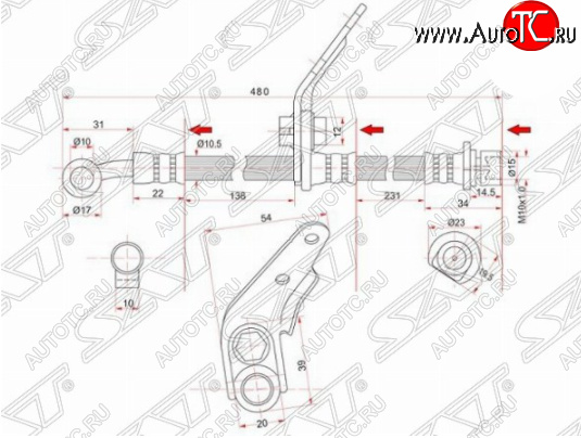 1 029 р. Левый передний тормозной шланг SAT (Таиланд) Honda Accord 7 CL седан дорестайлинг (2002-2005)  с доставкой в г. Набережные‑Челны