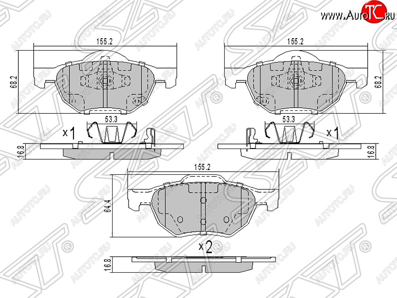 1 579 р. Колодки тормозные передние SAT Honda Accord CL седан дорестайлинг (2002-2005)  с доставкой в г. Набережные‑Челны