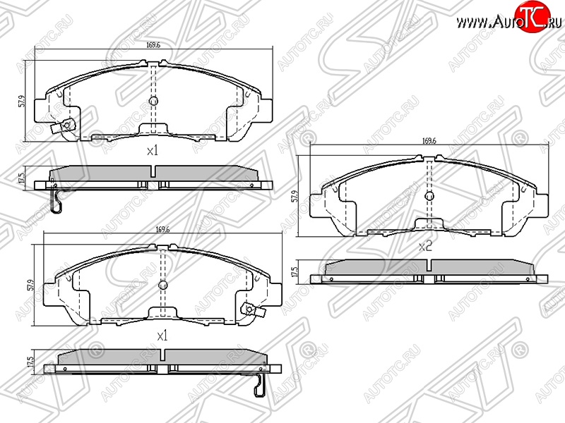 1 649 р. Колодки тормозные SAT (передние)  Honda Accord  CU (2008-2013) седан дорестайлинг, седан рестайлинг  с доставкой в г. Набережные‑Челны