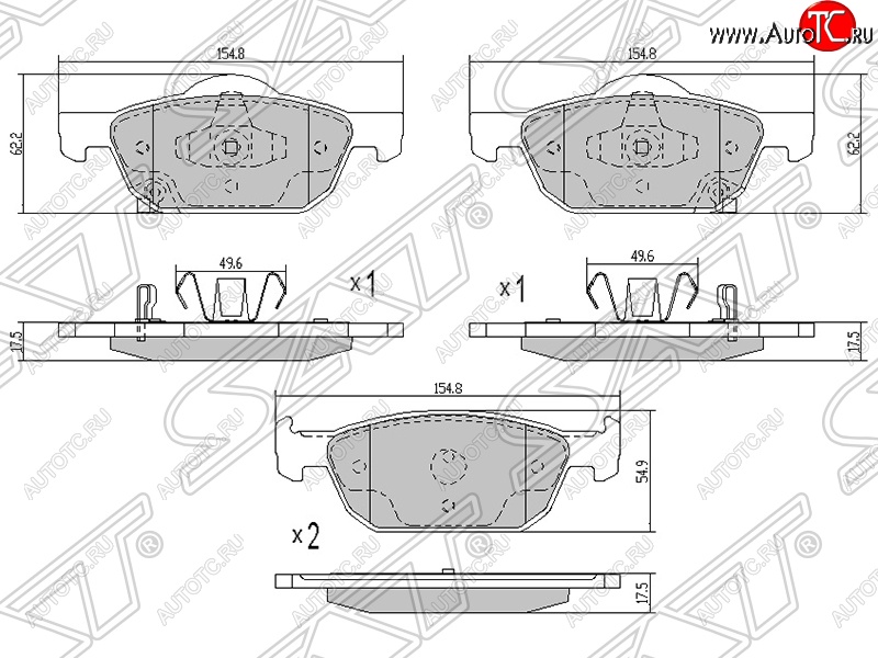 1 199 р. Колодки тормозные SAT (передние)  Honda Accord ( CU,  CW) - Civic  9  с доставкой в г. Набережные‑Челны