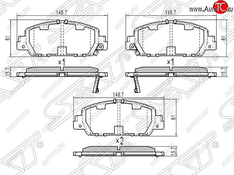 1 699 р. Колодки тормозные SAT (передние)  Honda Accord ( CU,  CW) (2008-2013) седан дорестайлинг, универсал дорестайлинг, седан рестайлинг, универсал рестайлинг  с доставкой в г. Набережные‑Челны