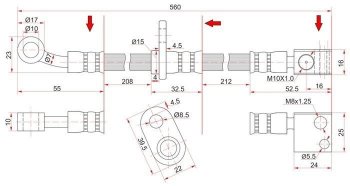 Тормозной шланг передний SAT (левый) Honda Airwave 1 GJ дорестайлинг (2003-2008)