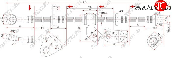 1 799 р. Тормозной шланг передний SAT (правый)  Honda Civic  EG - Integra  DB6,DB7,DB8,DB9  с доставкой в г. Набережные‑Челны