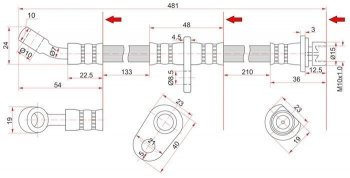 Тормозной шланг задний SAT (LH=RH) Honda Integra DB6,DB7,DB8,DB9 седан дорестайлинг (1993-1995)