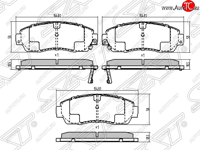 1 359 р. Колодки тормозные передние SAT Honda CR-V RE1,RE2,RE3,RE4,RE5,RE7 рестайлинг (2009-2012)  с доставкой в г. Набережные‑Челны