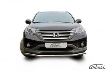 11 699 р. Защита переднего бампера Arbori (нержавейка, 1 труба d57 mm). Honda CR-V RM1,RM3,RM4 дорестайлинг (2012-2015)  с доставкой в г. Набережные‑Челны. Увеличить фотографию 2