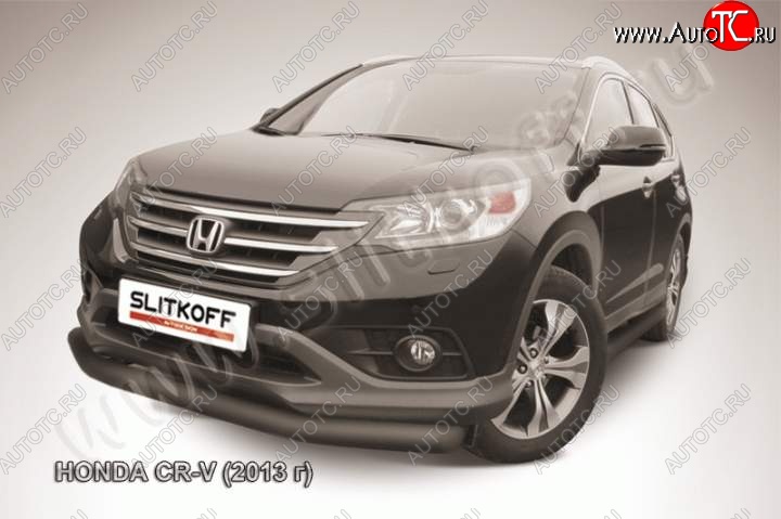 10 499 р. Защита переднего бампера из трубы d76 Slitkoff (дуга) Honda CR-V RM1,RM3,RM4 дорестайлинг (2012-2015) (Цвет: серебристый)  с доставкой в г. Набережные‑Челны